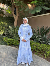 Lace Trimmed Dress - Blue