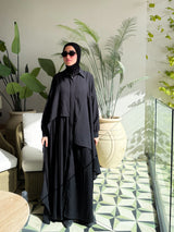 Linen Dress With Pleats-Black