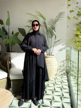 Linen Dress With Pleats-Black