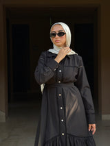Lace Trimmed Dress - Black