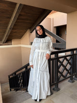 Lace Trimmed Dress - White