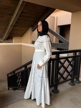 Lace Trimmed Dress - White