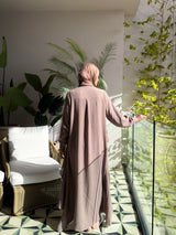 Linen Dress With Pleats-Cafe
