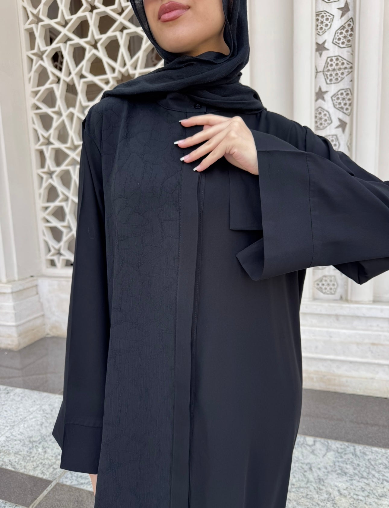 Jacquard Abaya -Black
