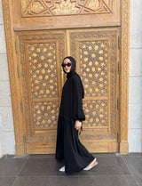 Pleated Sleeves Abaya-Black