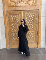 Pleated Sleeves Abaya-Black