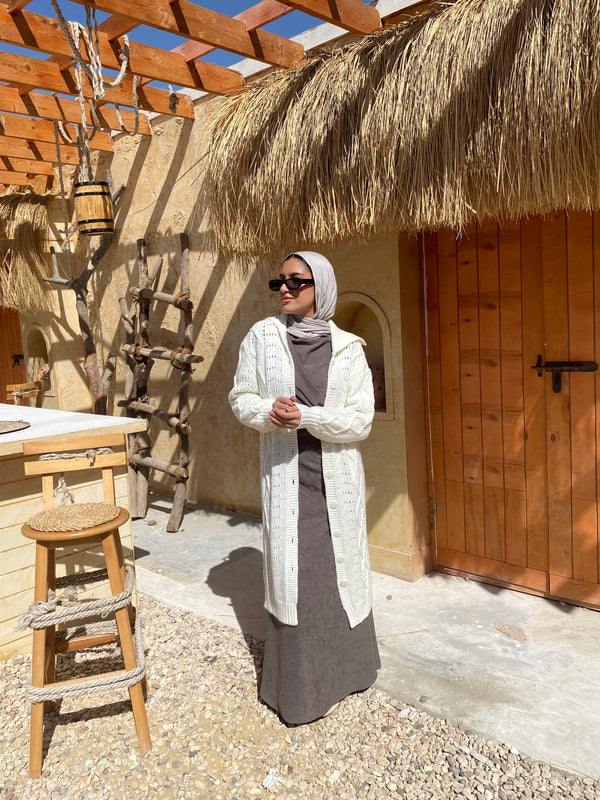 Cable-Knit Cardigan - Offwhite