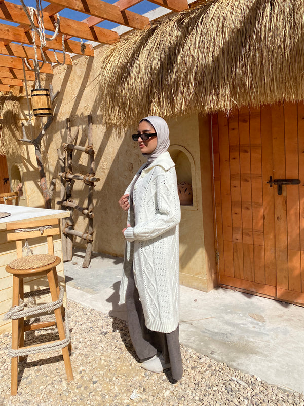 Cable-Knit Cardigan - Offwhite