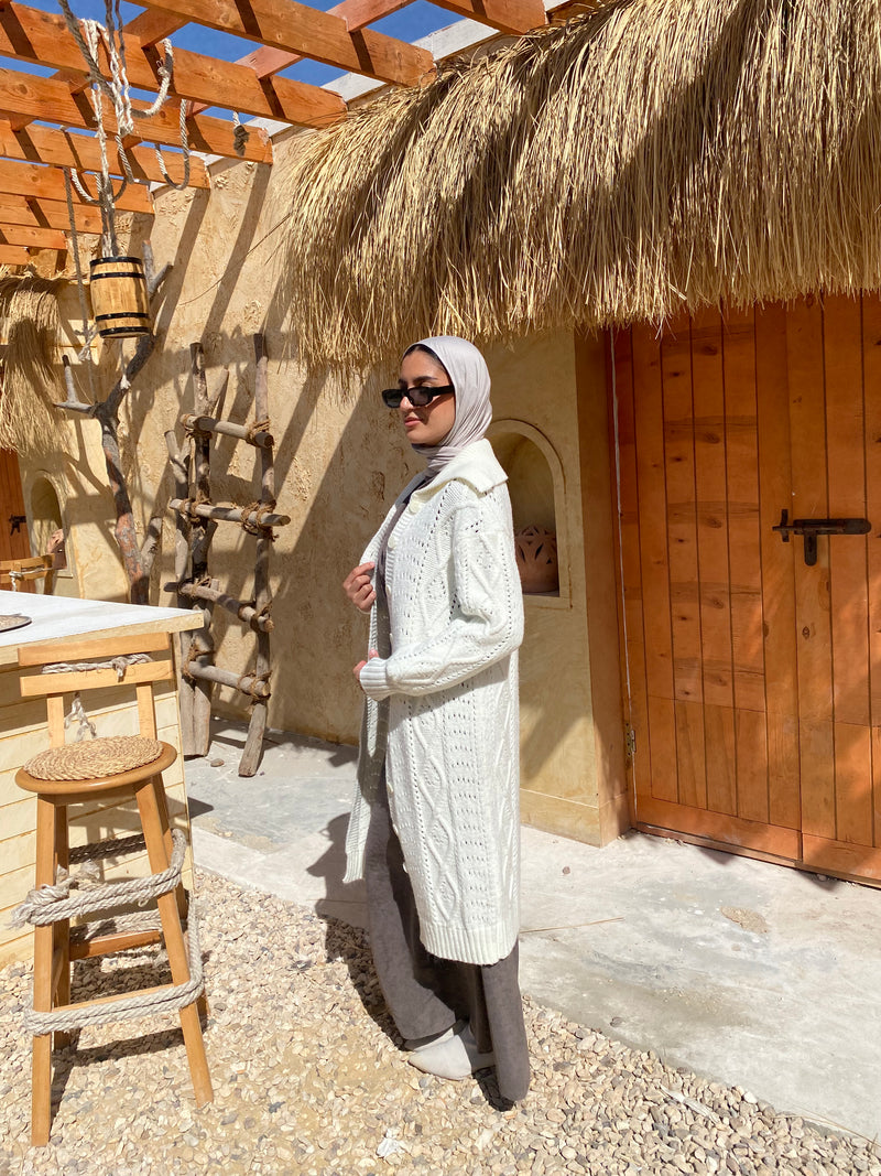 Cable-Knit Cardigan - Offwhite