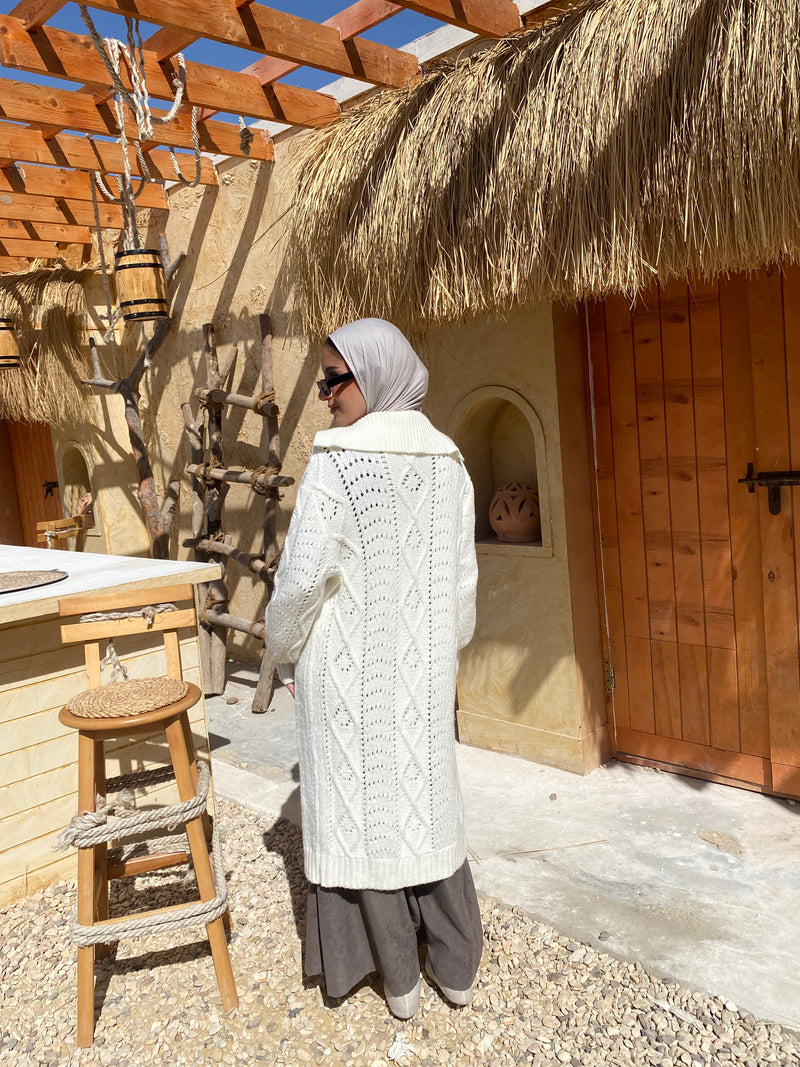 Cable-Knit Cardigan - Offwhite