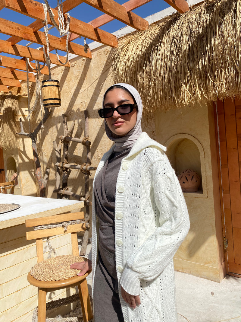 Cable-Knit Cardigan - Offwhite