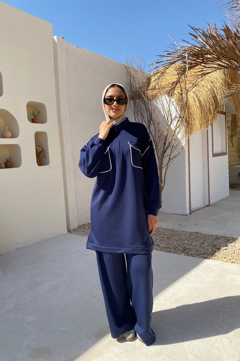 Piped Sweatshirt - Navy