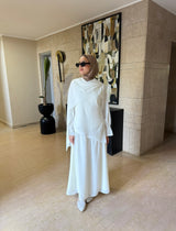 Linen With Scarf Dress -White