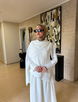 Linen With Scarf Dress -White