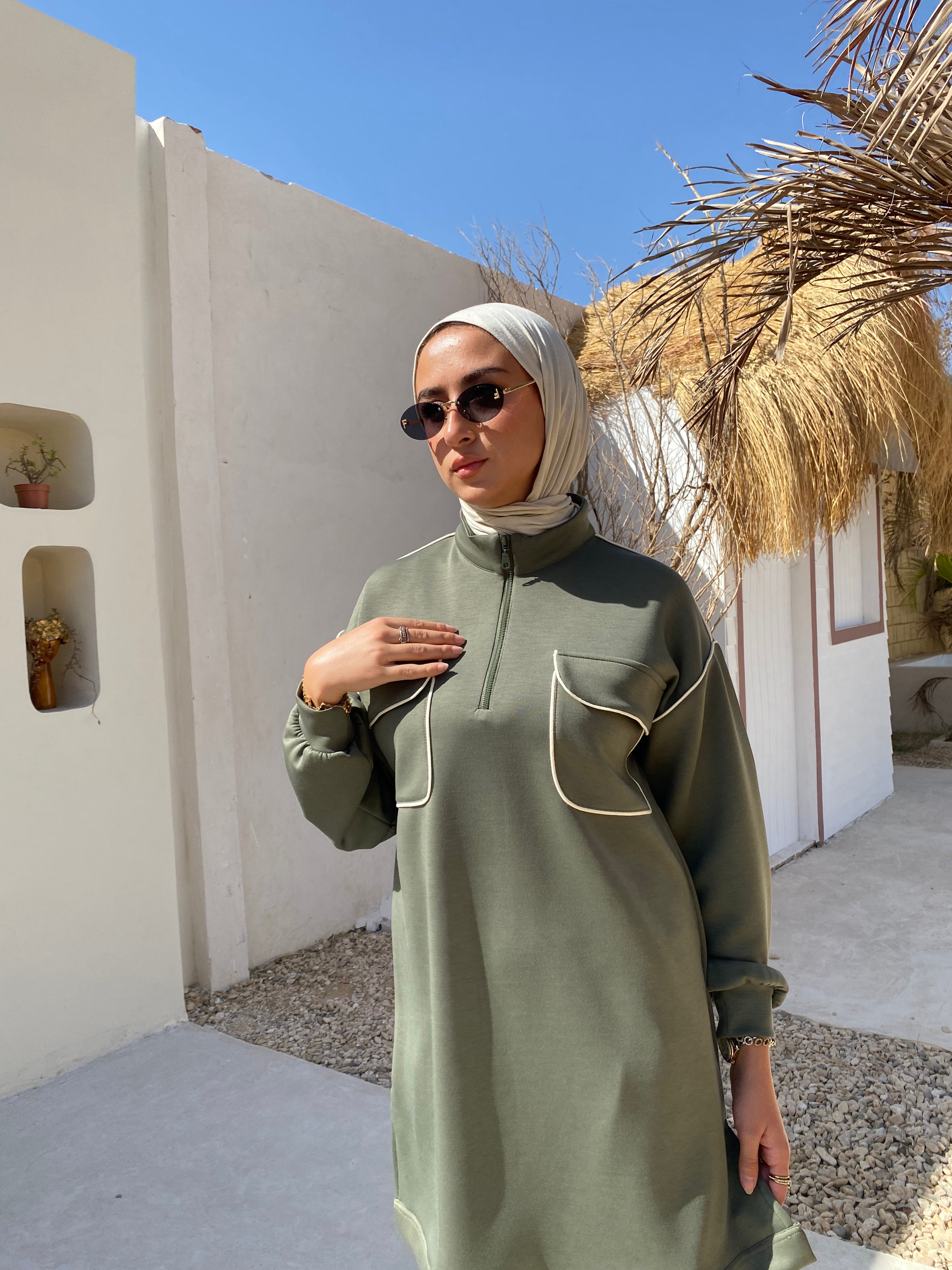 Piped Sweatshirt - Olive