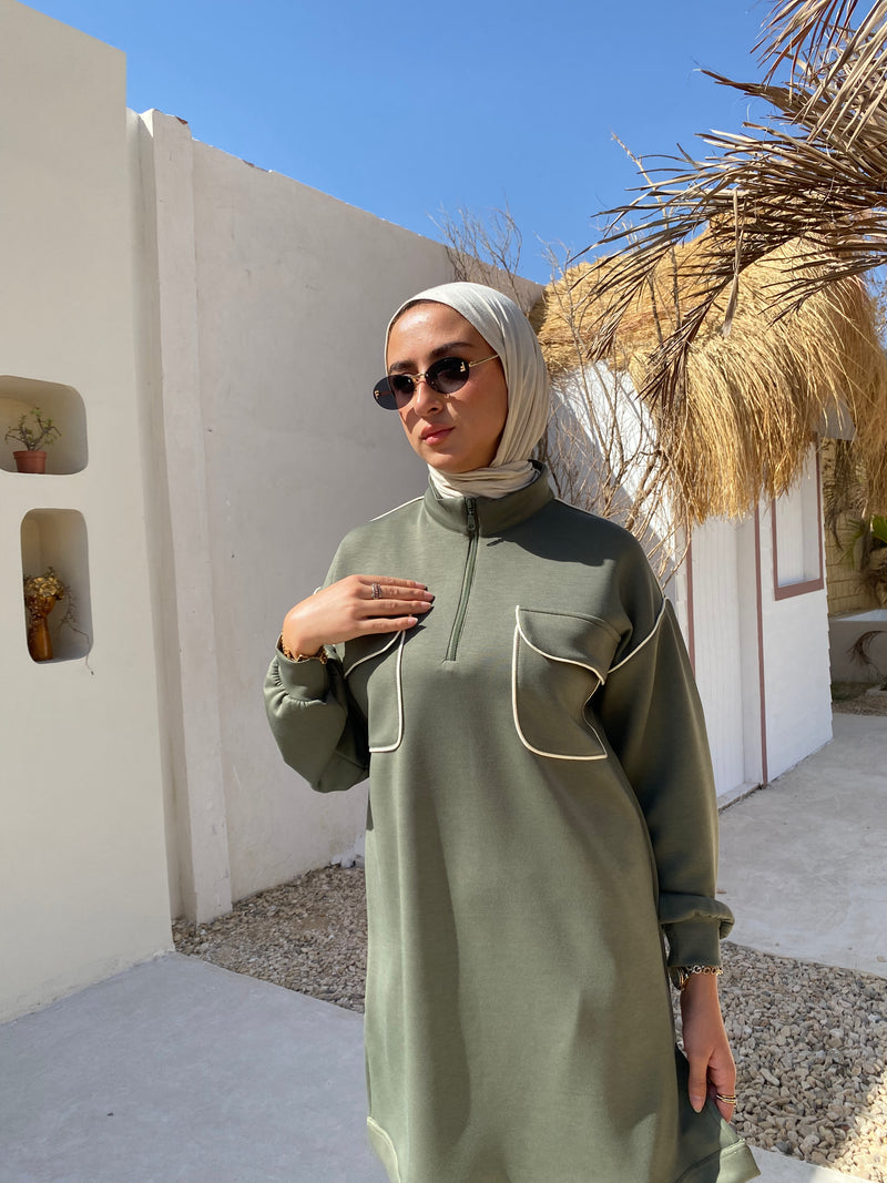 Piped Sweatshirt - Olive