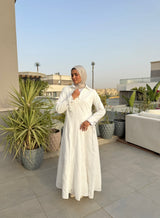 Voile Panels Dress -White