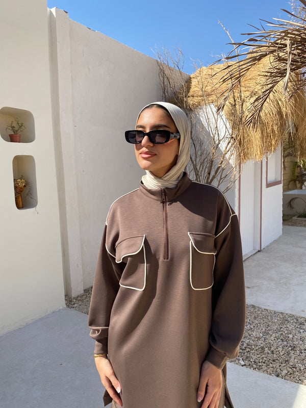 Piped Sweatshirt - Brown