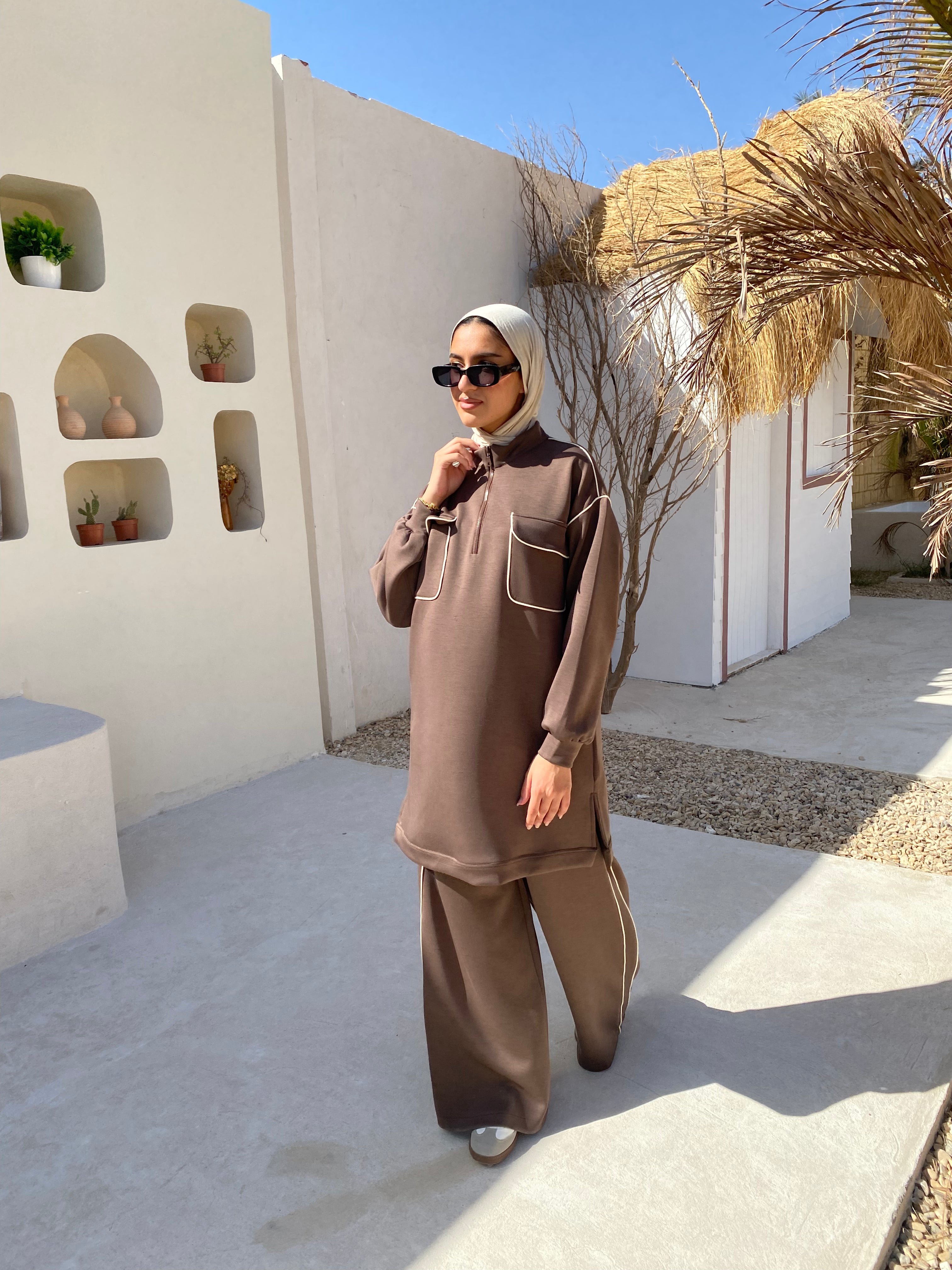 Piped Sweatshirt - Brown