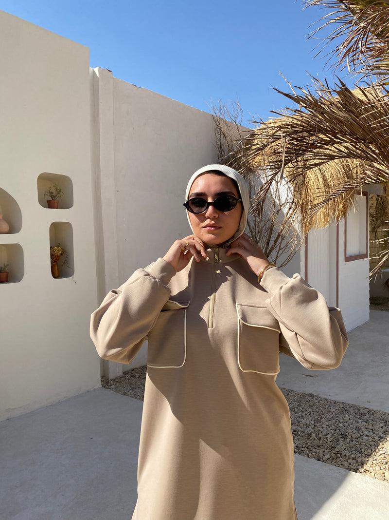 Piped Sweatshirt - Cafe