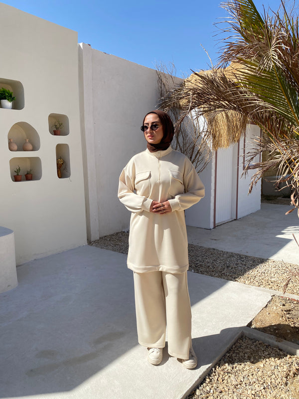 Piped Sweatshirt - Beige