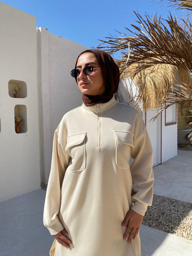 Piped Sweatshirt - Beige