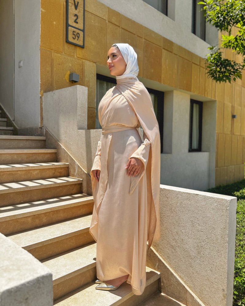 Shimmer Wrap Dress - Beige