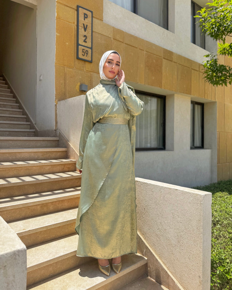 Shimmer Wrap Dress - Mint