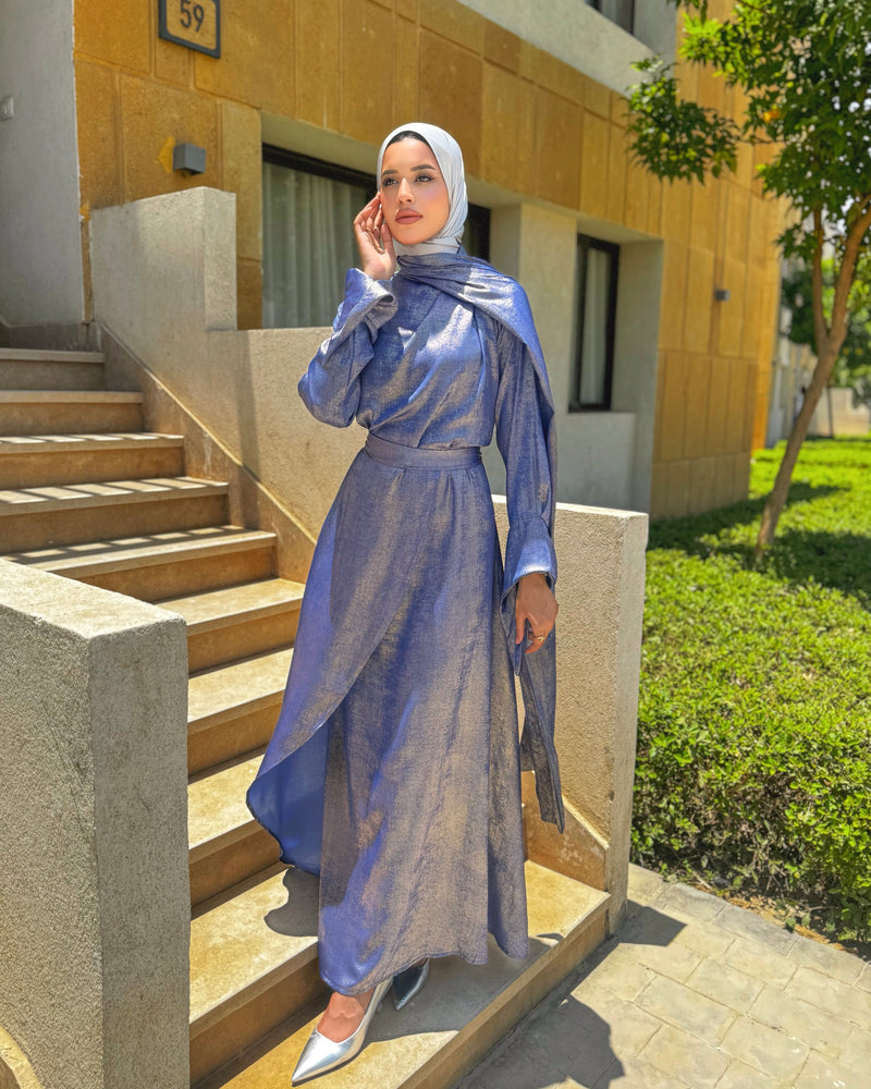 Shimmer Wrap Dress - Blue