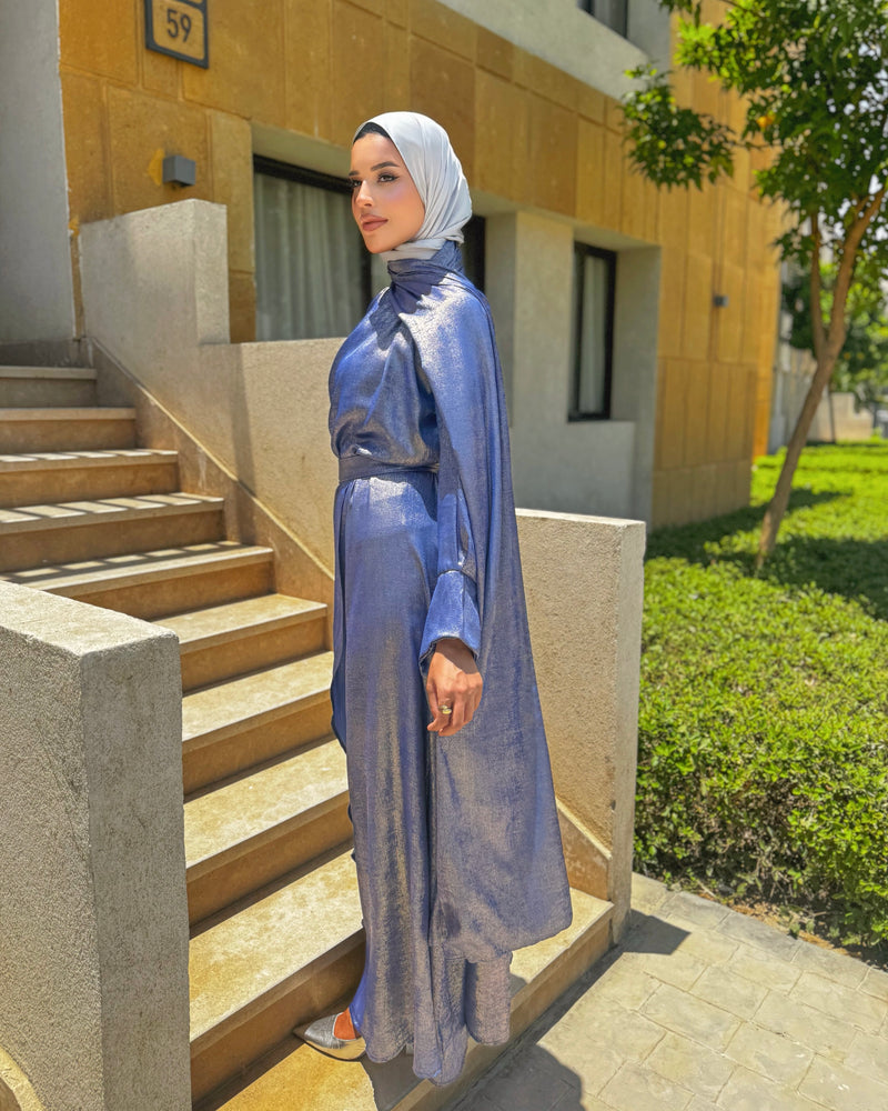 Shimmer Wrap Dress - Blue