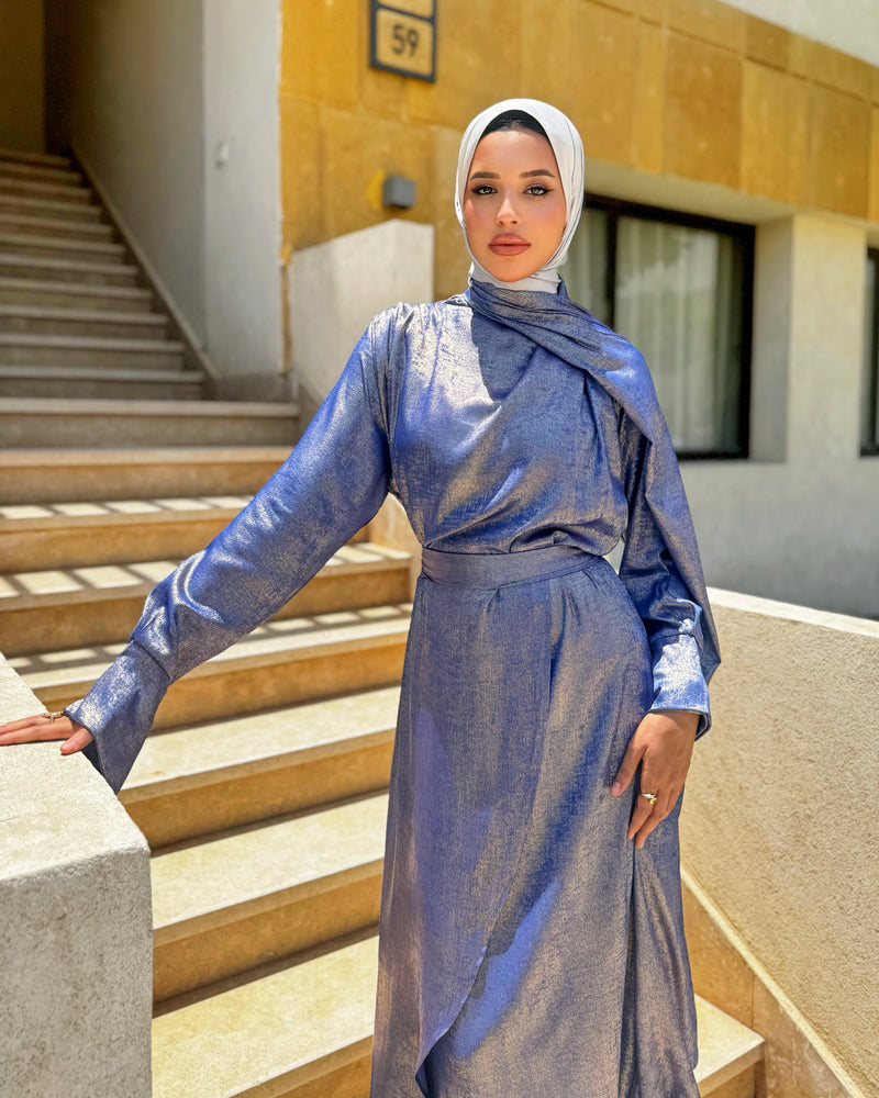 Shimmer Wrap Dress - Blue