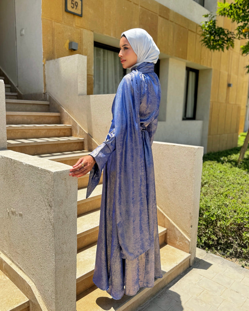 Shimmer Wrap Dress - Blue