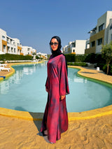 Printed Satin Dress - Maroon