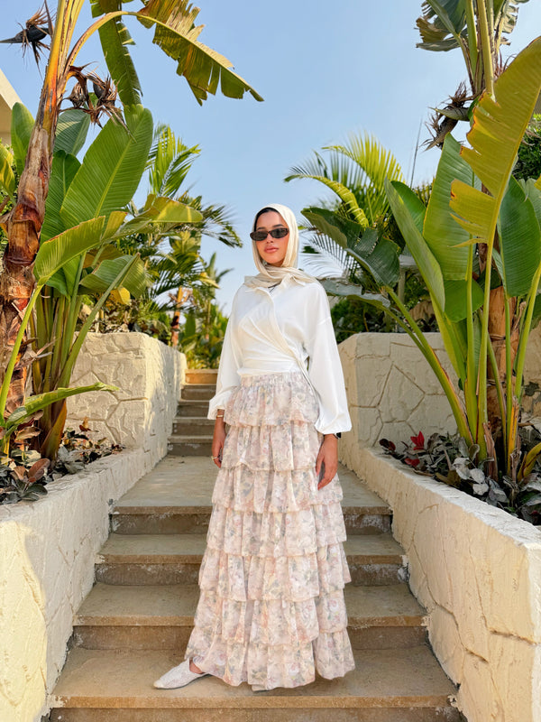 Layered Chiffon Skirt - Rose