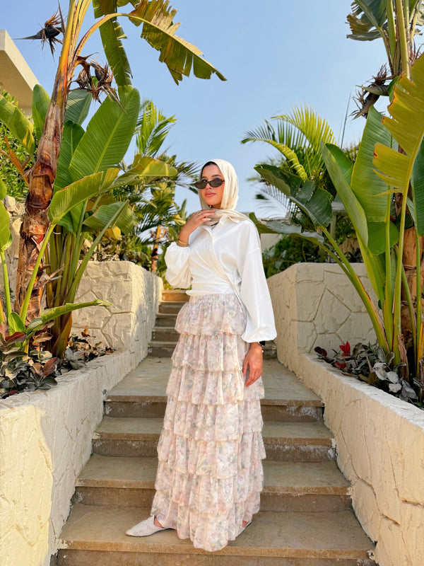 Layered Chiffon Skirt - Rose