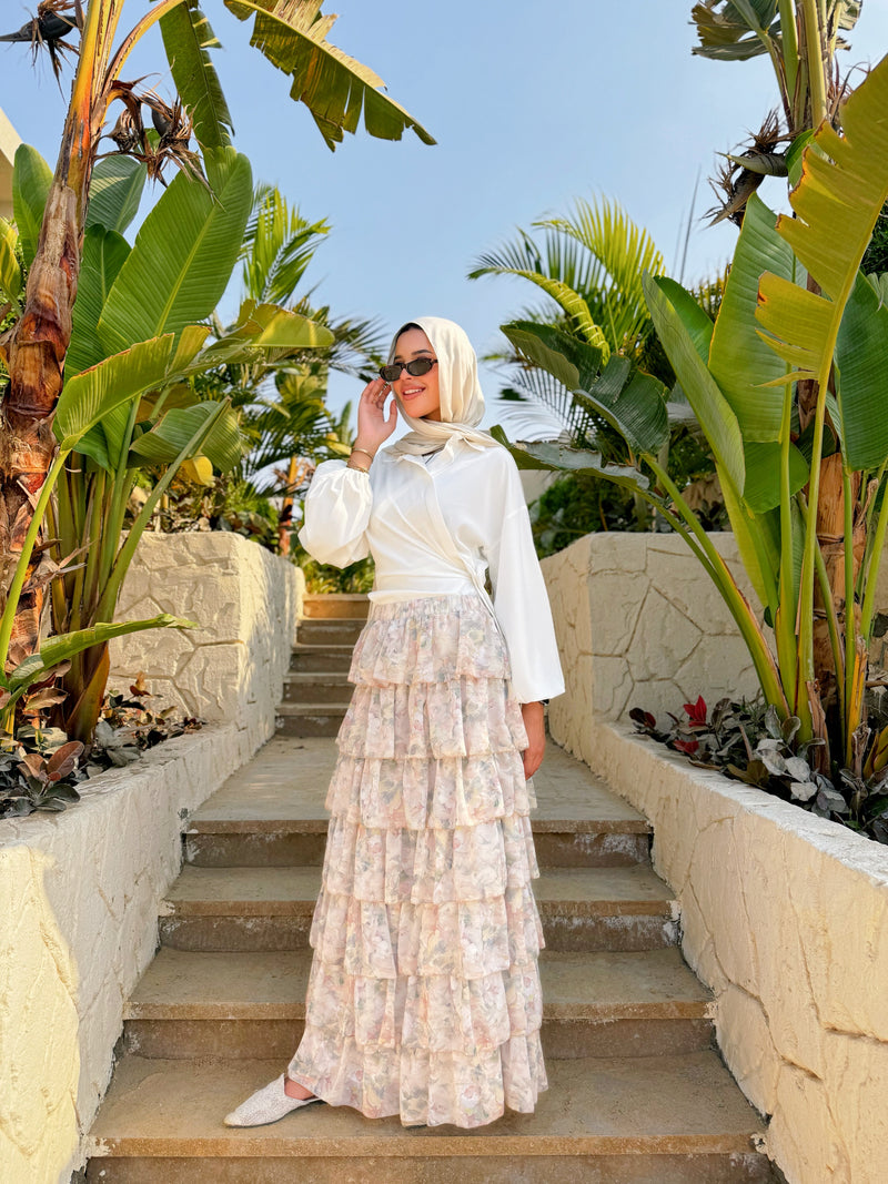Layered Chiffon Skirt - Rose