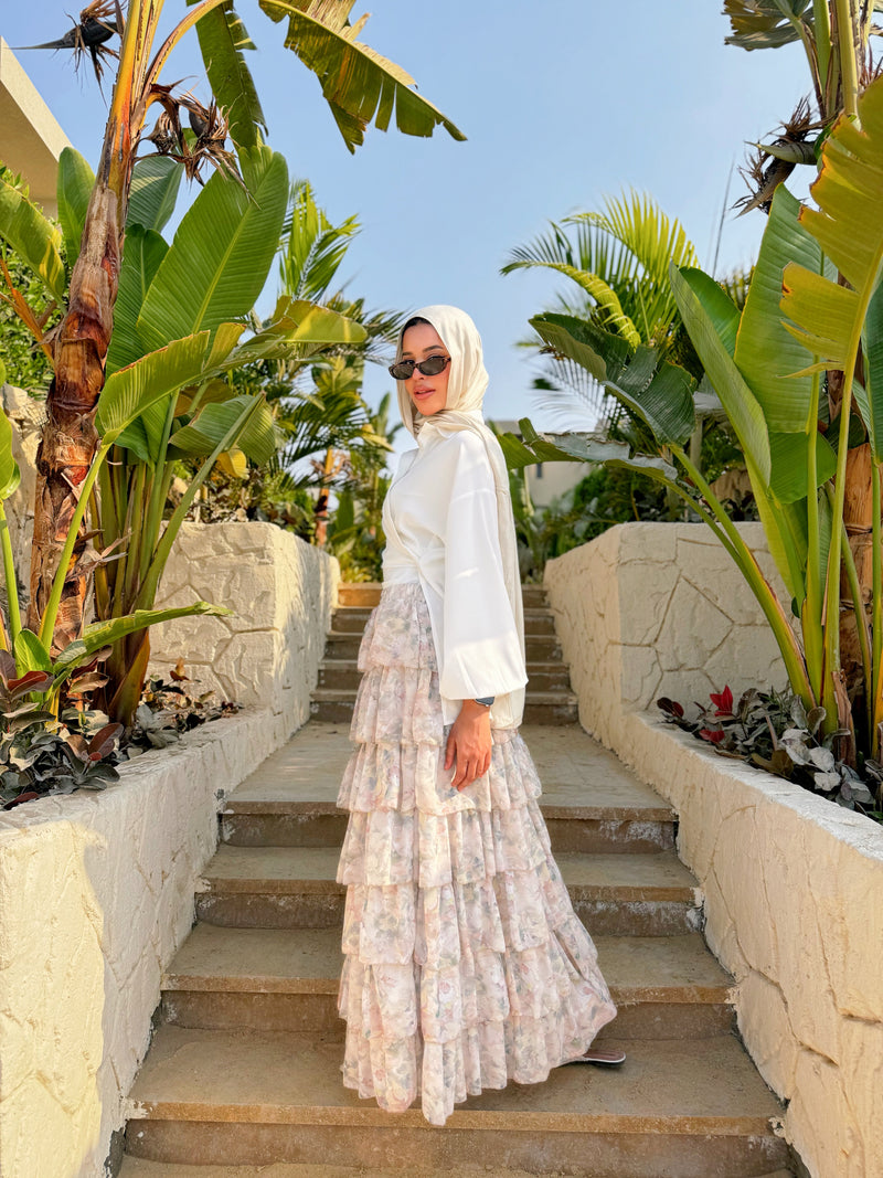 Layered Chiffon Skirt - Rose