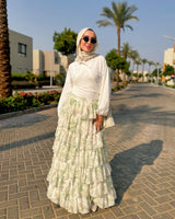 Layered Chiffon Skirt - Green