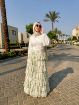 Layered Chiffon Skirt - Green