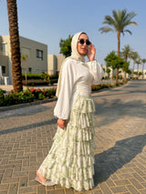 Layered Chiffon Skirt - Green