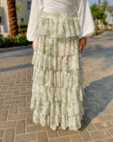 Layered Chiffon Skirt - Green
