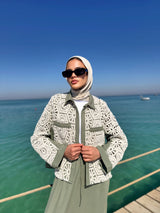 Lined Crochet Blouse - Olive