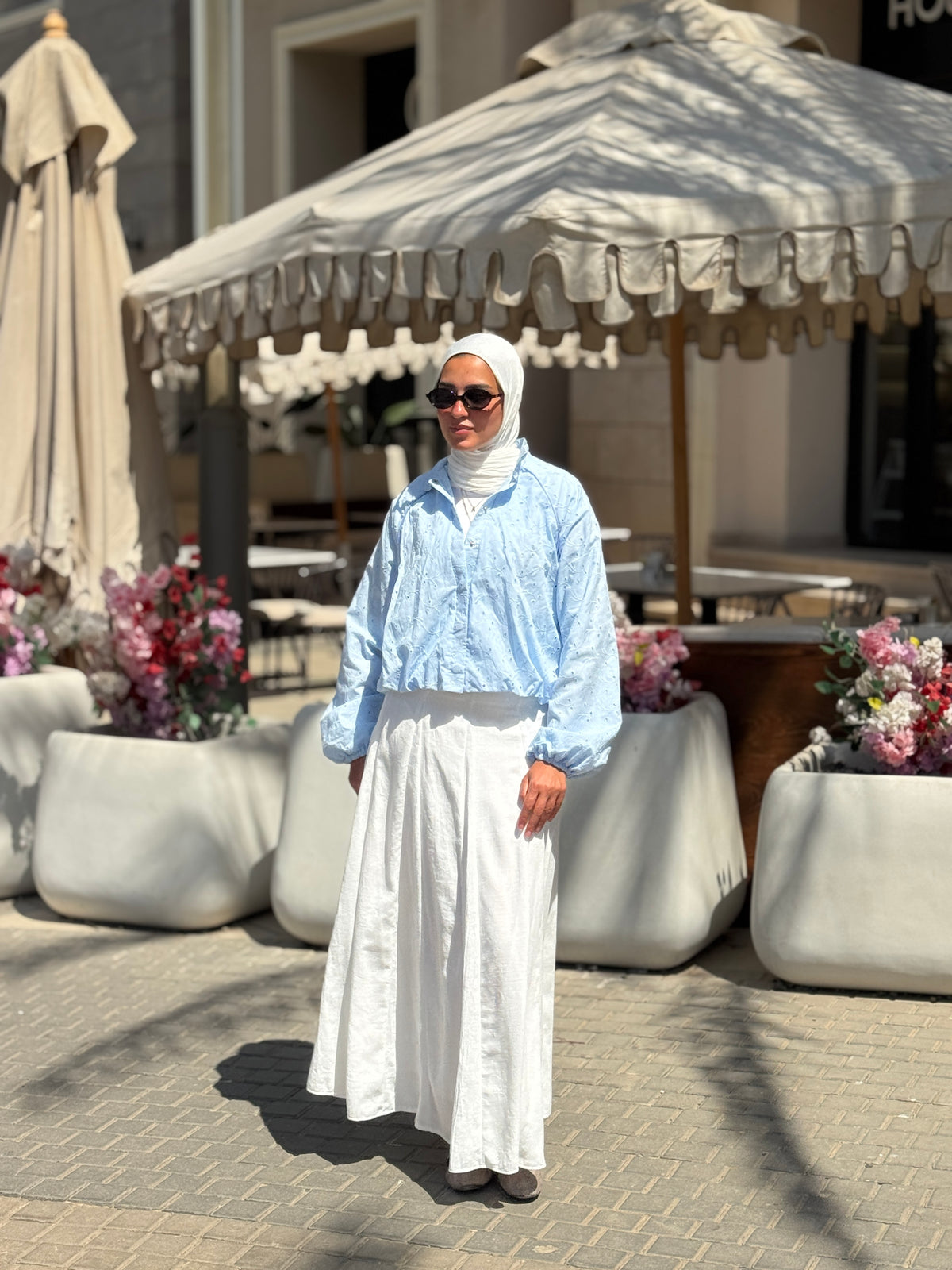 Balloon Broderie Jacket- Baby Blue