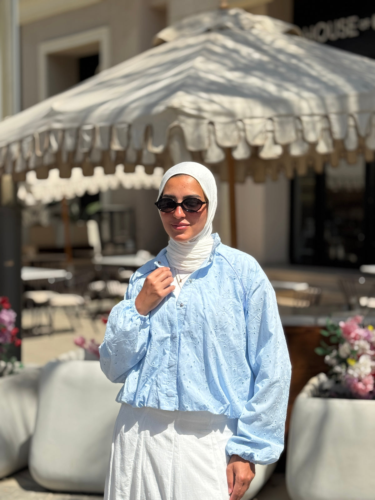 Balloon Broderie Jacket- Baby Blue
