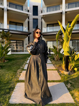 Embroidered Denim Dress - Black