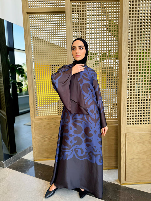 Long Sleeves Satin Dress - Black ( available at stores only )