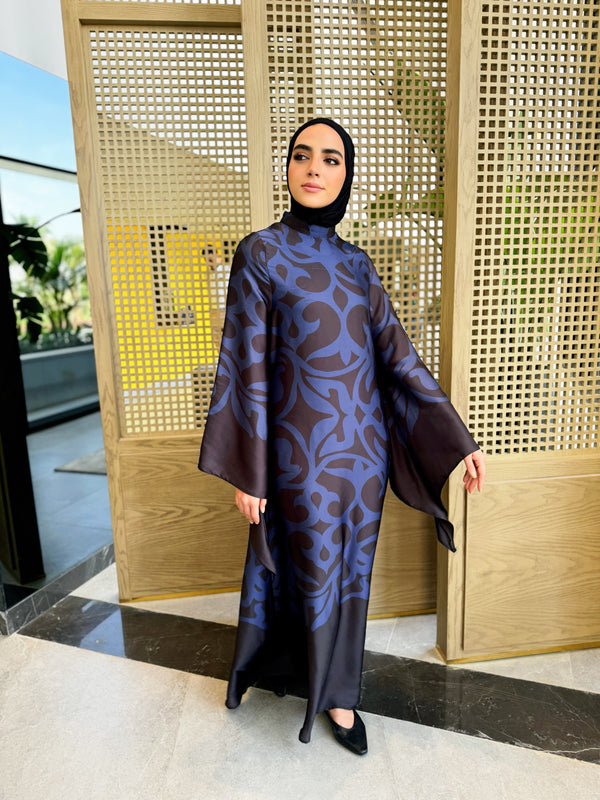 Long Sleeves Satin Dress - Black ( available at stores only )
