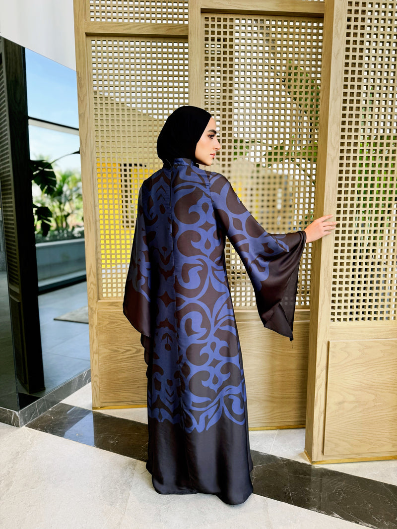 Long Sleeves Satin Dress - Black ( available at stores only )
