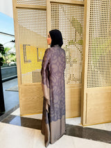 Long Sleeves Satin Dress - Olive ( available at stores only )