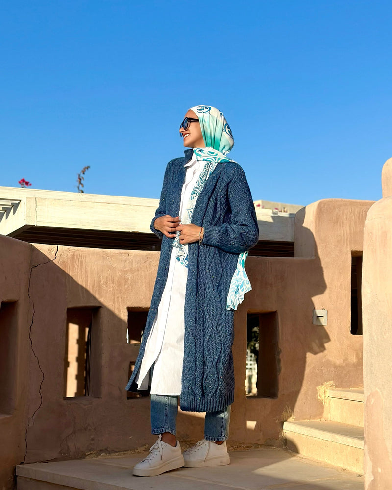 Knitted Coat-Navy